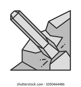Iron chisel color icon. Rock breaking chisel. Isolated vector illustration