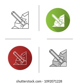 Iron chisel icon. Rock breaking chisel. Flat design, linear and color styles. Isolated vector illustrations