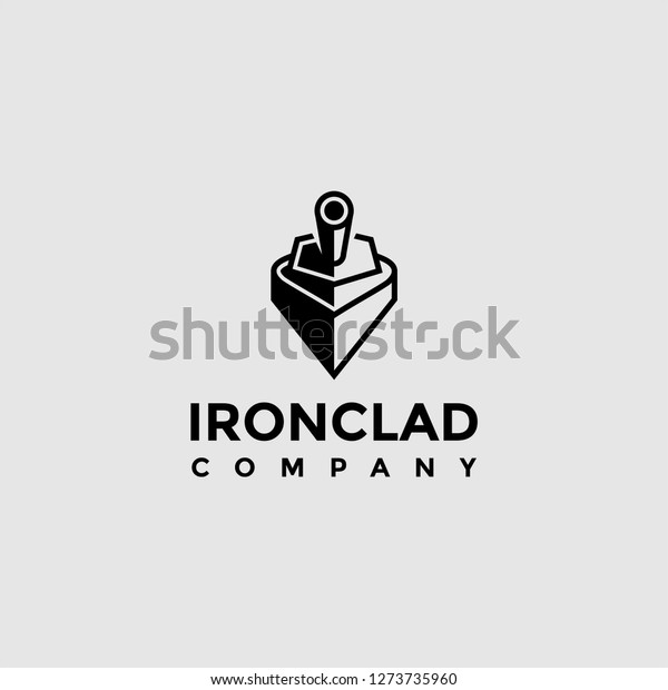 Iron Clad\
Logo\
Warship shape from front\
side