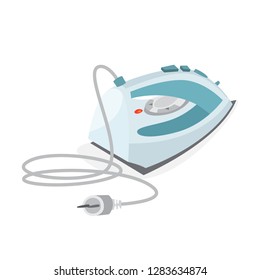 Iron for cloth. Electric utensil. Device for ironing clothes. Isolated vector flat illustration