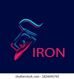 Iron For Clothing Line Pop Art Potrait Logo Colorful Design With Dark Background. Abstract Vector Illustration.