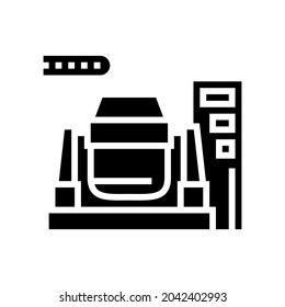 plantas de procesamiento de hierro o carbón glifo vector de icono. señalización de plantas de procesamiento de hierro o carbón. símbolo de contorno aislado ilustración negra