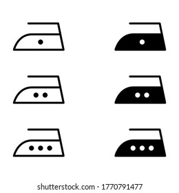 Iron collection flat icon isolated on white background. 3 ironing temperature levels symbol. Machine vector illustration