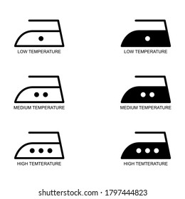 Icono plano de la colección de hierro aislado en fondo blanco. 3 símbolo de niveles de temperatura de planchado. Ilustración vectorial de máquina