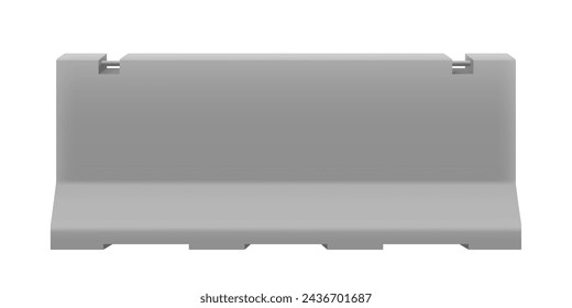 Iron concrete road barriers for blocking road, isolated on white background. Design elements of the guardrails. Realistic 3D isometric style, vector illustration. road barrier fence