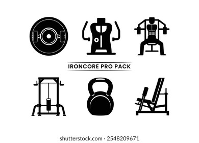 Iron Core Pro Pack - Ilustraciones para equipos de gimnasio y fitness, Paquete de Vector Iron Core - Profesional Fitness and Strength Pack