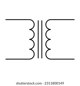 Iron core transformer symbol. Physics resources for teachers and students.