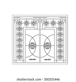 Iron Door frame design with circles