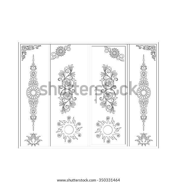 Iron Door Frame Design Sun Pattern Stock Vector (Royalty Free