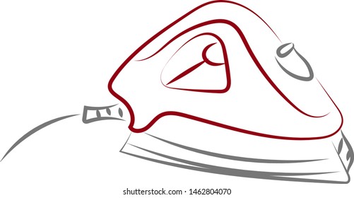 Iron drawing, illustration, vector on white background.