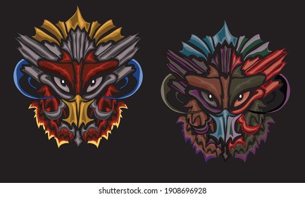 iron eagle head with two color variations