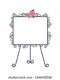 Iron easel and Whiteboard - Fashionable roses decoration