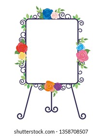Iron easel and Whiteboard - Fashionable roses decoration
