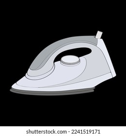 Iron electric coloring vector. Vector art illustration appliance home on black background. Isolated vector illustration of iron electric for coloring book.
