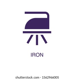 Iron element in flat simple style on white background. Iron icon, with text name concept template