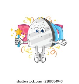 the iron fairy with wings and stick. cartoon mascot vector