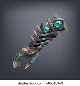 Iron fantasy armor hand glove for game or cards. Vector illustration.