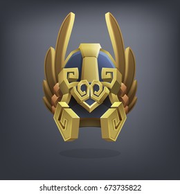 Iron fantasy armor helmet for game or cards. Vector illustration.