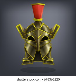 Iron fantasy armor helmet for game or cards. Vector illustration.