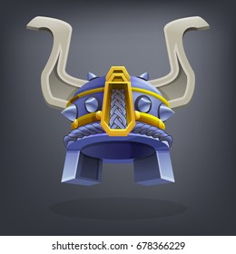 Iron fantasy armor helmet for game or cards. Vector illustration.