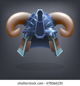 Iron fantasy armor helmet for game or cards. Vector illustration.