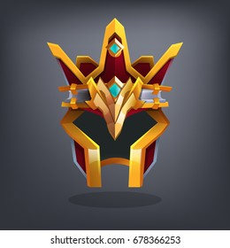 Iron fantasy armor helmet for game or cards. Vector illustration.