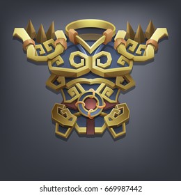 Iron fantasy chest armor for game or cards. Vector illustration.