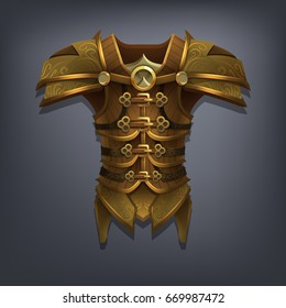 Iron fantasy chest armor for game or cards. Vector illustration.