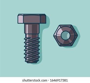 Iron fasteners bolt and nut