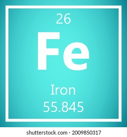 Iron Fe Periodic Table of Elements, Atomic Mass Vector Illustration.