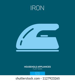 Iron flat icon on blue