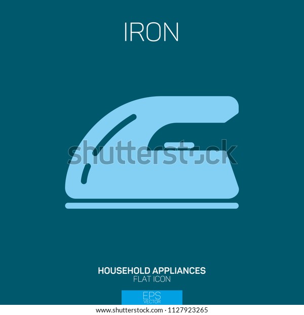 Iron flat icon on\
blue