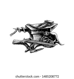 Iron Forging Tools Graphic Illustration Vector