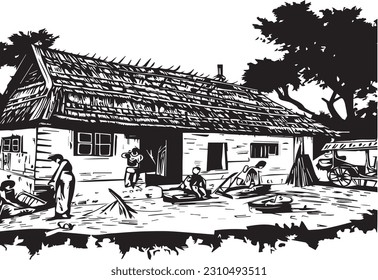 Iron Furnaces located near steamtown national historic site, in state of Pennsylvania vintage line drawing.