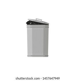 iron garbage bin, environmental protection in flat style