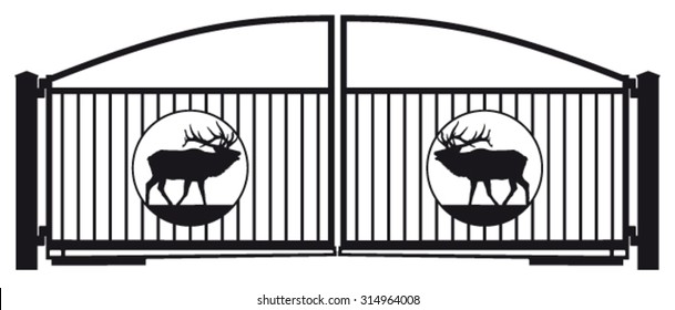 iron gate with deer ornament