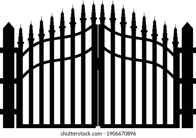 Iron Gate on White Background ,Gate fence vector