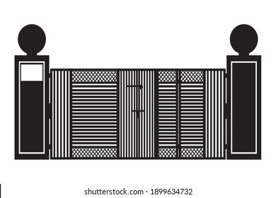 Iron gate vector silhouette trendy graphics design.
