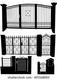iron gates silhouette vector