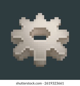 iron gear in pixel art style with isolated background