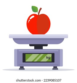 iron grocery scales for weighing goods. flat vector illustration.