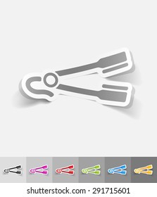 iron hair paper sticker with shadow. Vector illustration
