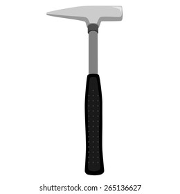 Iron hammer with black handle vector icon isolated, working tool