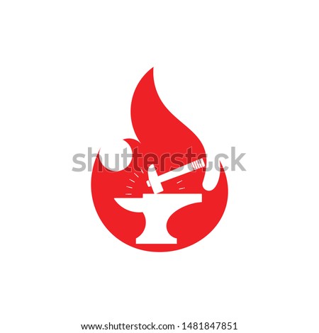 iron hammer negative space design symbol silhouette design vector