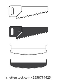 iron hand saw tool icon set