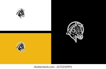 iron head horse vector illustration outline design
