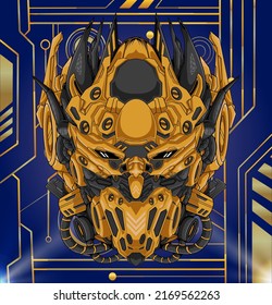 Iron head robot character mecha illustration vector art