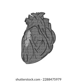 Iron heart anatomy tattoo sketch. Vector illustration