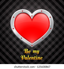 iron heart on cruciform gray background