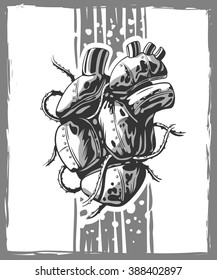 Iron heart vector illustration 